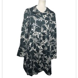 LAPIS coat peplum green floral scalloped hem peacoat jacket L